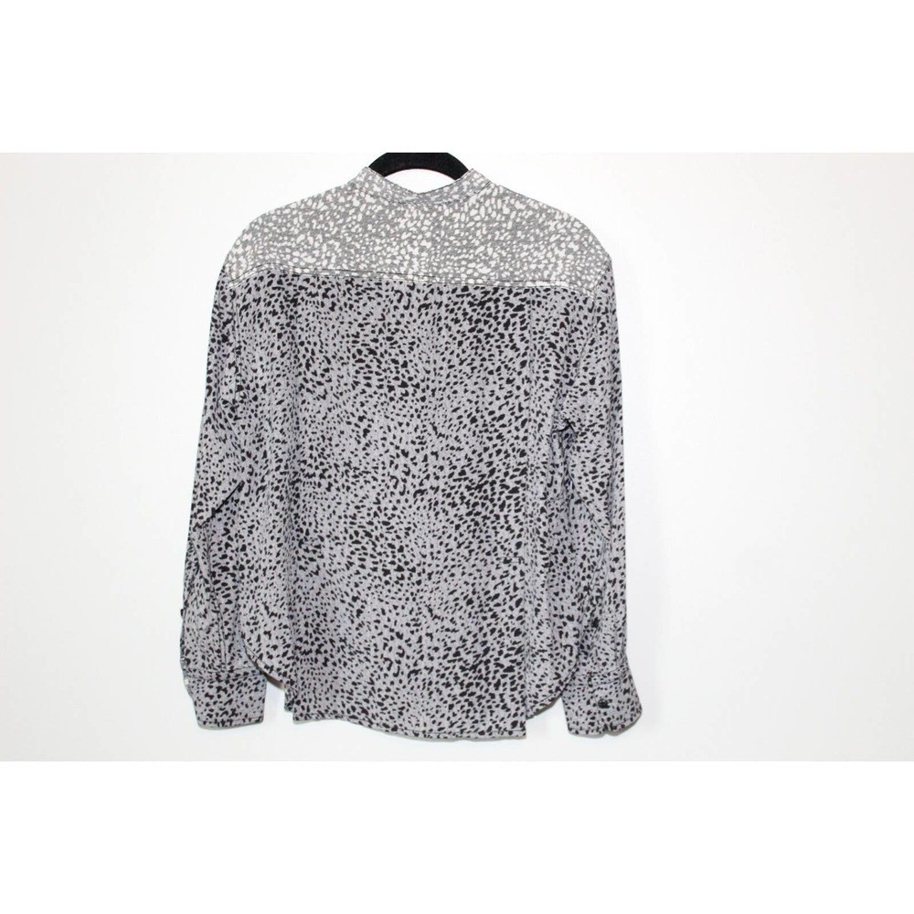 Rag & Bone Christie Silk Top Animal Cheetah Print Button Blouse Gray XS H14190 - Picture 7 of 16